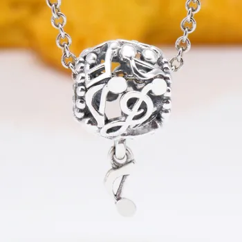 925 Sterling Silver Perličiek Nové Duté Hudby Poznámka Korálky Fit Ženy Pandora Náramok & Náhrdelník Diy Šperky