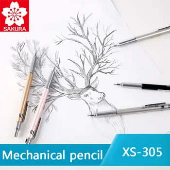 1pcs SAKURA XS-305 Cherry Blossom Farieb Automatické Ceruzky Kovové Kreslenie Hnuteľného Ceruzka na 0,3/0,5 mm Kontinuálne Viesť Kreslených