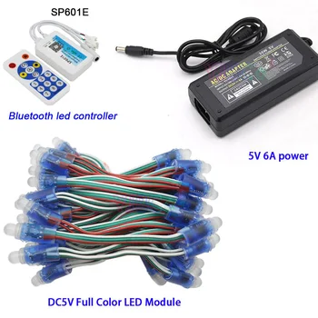 DC5V 50 Ks Plné Farby WS2811 IC RGB Pixelov LED Modul Svetlo IP67,Bluetooth led Controller,5V 6A led, napájanie Adaptérom