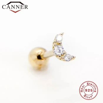 CANNER 1 Pár Reálne 925 sterling silver Stud Krištáľové náušnice Zirkón Piercing Earings pre Ženy, ucho, kosti Jemné Šperky pendientes