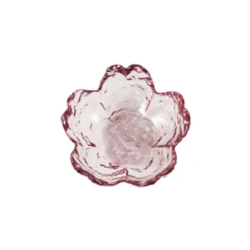Glass Bowl Elegantné Kvetu Ružové Transparentné Cherry Blossom Tanier Tanier Jogurt Ovocný Šalát Dezert Jedál Riad Dekorácie 1pcs
