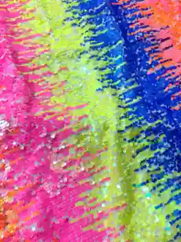 LASUI 2019 Nový 1 yard multicolor rainbow flitrami výšivky oka textílie, čipky DIY Nádherný vlastné fabrc W0151