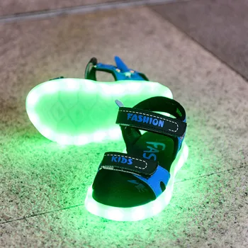 Veľkosť 25-35 Deti Priedušná Sandále Unisex USB Nabíjanie Žiariace Bežné Sandále Dievčatá Led Svetlo, Až Topánky Chlapci Svetelný Topánky