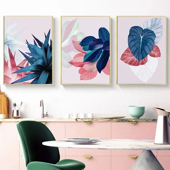 Abstrakt akvarel leaf botanická wall art plátne obrazy Nordic plagáty a tlačí fotografie pre obývacia izba domáce dekorácie