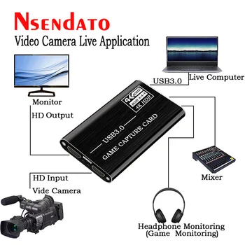 4K 1080P USB 3.0, HD Video Capture HD USB3.0 zachytávanie Videa Dongle Kartová Hra Live streaming Nahrávanie s Audio Mic vstup