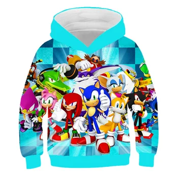 Sonic 3D Nový Módny pulóver Hoodies Bežné Dlhý Rukáv Mikina chlapci dievčatá Oblečenie Rodič-dieťa tenký štýl cartoon TOPY kabát