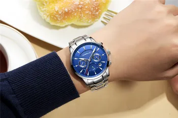 CRRJU Top Luxusné Značky Športové Quartz Hodinky Podnikania Muži Plný SteelClock náramkové hodinky Chronograf Multi-function Náramkové hodinky