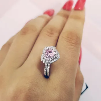 Skutočné 925 Sterling Silver Ring Prst srdce tvar sľub módne Krúžok pre dievča milujú Ženy Šperky, Svadobné Zapojenie R4599S