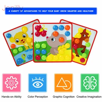 12 Štýly Zviera 3D Farebné Tlačidlá Montáž Húb Nechtov Puzzle Juguetes Vzdelávania, Vzdelávacie Hračky Darček pre Deti Deti