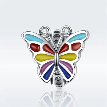 DALARAN, Pestrý Motýľ Charms 925 Sterling Silver Korálky Fit DIY Náramky, Náhrdelníky Pre Ženy Šperky Robiť