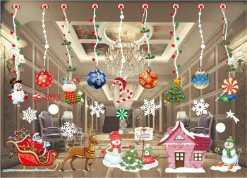 Veselé Vianočné Dekorácie pre Domov Santa Claus Jeleň Stene Okno Nálepky Darček Navidad Vianoce 2020 Ozdoby Nový Rok Dekor 2021