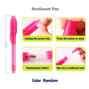 12PCS Čerpať So Svetlom UV Pero Neviditeľné Čarovná Ceruzka Tajné Fluorescenčné Pero Na Písanie Dieťa Kreslenie, Maľovanie na Stravovanie Pre Deti