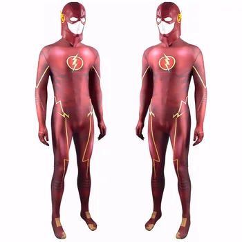 Nové Barry Allen Flash Cosplay Kostýmy, Masky Mužov Zentai Kombinézach S Latexové Masky Priliehavých Kombinézach Oblek