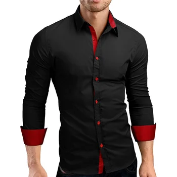 Pánske tričko Fashion osobnosti mužov bežné tenké tričko s dlhým rukávom, blúzky, 5 farby tričko pánske