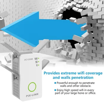 WiFi Range Extender Wireless Repeater 1200Mbps Wi-Fi Extender Internet Signál Booster s 4 Externé Antény Plné Pokrytie