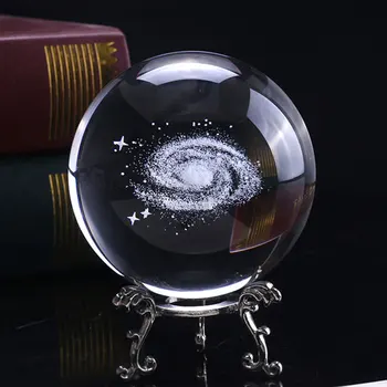 Svete Galaxy Miniatúr, krištáľová Guľa 3D Laserom Vygravírované Quartz Sklo Loptu Sfére Domáce Dekorácie, Doplnky, Darčeky