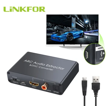 LiNKFOR Audio DAC Prevodník, HDMI Audio Return Channel Digitálne HDMI, Optický SPDIF Koaxiálny na Analógový 3,5 mm Stereo L/R port