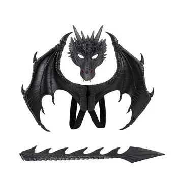 Demon Dragon Cosplay Kostým Dinosaura Nastavenie Krídla a Masky Vianoce, Halloween Karneval Dieťa detí Darček Strany Rekvizity