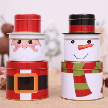 Nové Vianočné Dekorácie, Farby Tin Cookies Candy Škatule, Plechovky Deti Darček Zábal Skladovanie 3pc/set