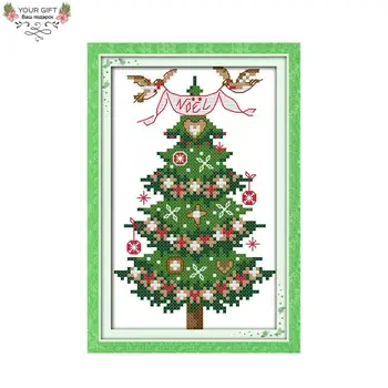 Váš Dar 14CT 11CT Pečiatkou a Počíta Vianočný Stromček Cross Stitch Pre Domáce Dekorácie J238
