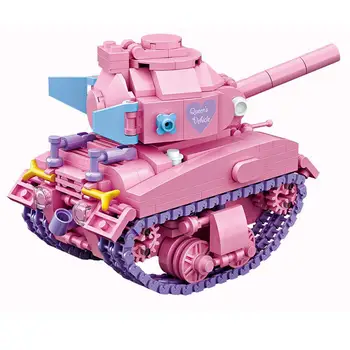Horúce lepining vojenské ww2 NEMECKO ružová M4 Sherman Stredný Tank vozidla mini micro diamond blokov model tehly hračky pre dieťa darček