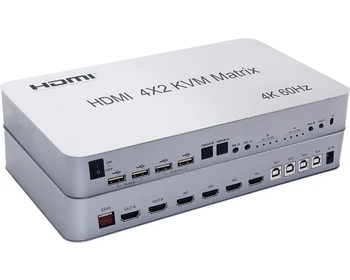 4x2 USB 4K HDMI KVM Maticový Prepínač 4 Porty ako hdmi2.0 HDR Prepínač Splitter Extender 2 dual monitor Pre PC-HDTV pomocou Klávesnice Myši