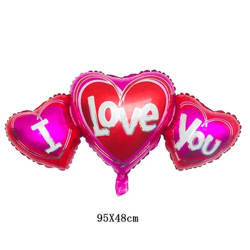 50PC Siamské srdca VÁS MILUJEM balón Hliníkové balón svadby, narodeniny, party dekorácie Dodávky Valentína globos