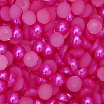 Veľkosť 1,5 mm-14 mm Hot Pink Farba Pol Kola Flatback Pearl Perličiek Voľné DIY ABS Plast Imitácia Pol Pearl Klinec Umenie Dekorácie