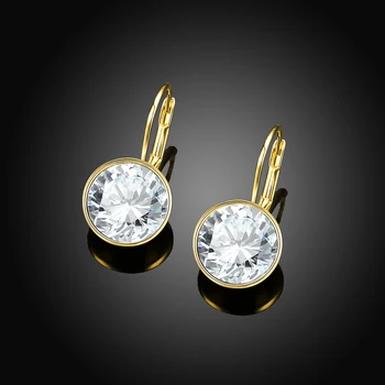Očarujúce Náušnice Zlaté Prekrytie White Crystal Klip náušnice, módne šperky pre ženy E2049