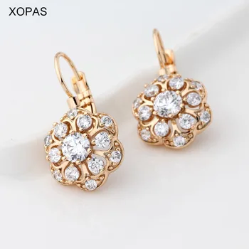 XOPAS Nový Dizajn AAA zirkón medené náušnice s kvetinovým tvare náušnice pre dámy' strana šperky darček