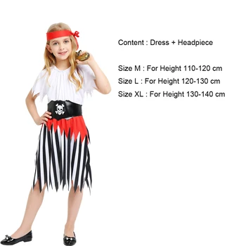 Snailify 2019 Nový Príchod Dievčatá Pirátske Kostýmy Šaty a headpiece nastaviť Karibiku Cosplay Halloween Kostýmy Pre Deti