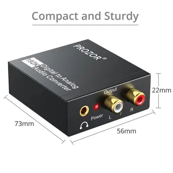 ESYNiC 192kHz DAC Zvukový Konvertor Digitálneho na Analógový Konvertor, Koaxiálny Toslink na Analógový Stereo L/R RCA, 3.5 mm Jack Audio Adaptér