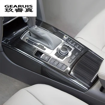 Auto Styling Vody Držiak krytu Nálepky Gear Shift control Panel (Ovládací Panel kovový Rám Orezania Na Audi A6 c5 C6 Auto interiérové Doplnky