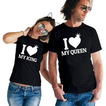 Som Rád, Môj Kráľ I Love My Queen Pár Košele Kráľ, Kráľovná Zhodné Páry Tričko Fashion Grafické Tumblr Milenca T-shirt Oblečenie