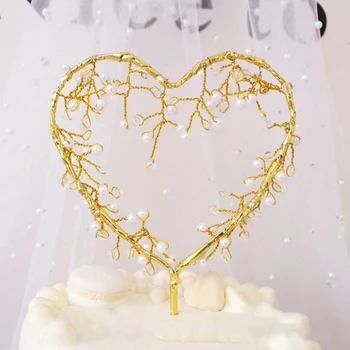 1PCS Cupcake Tortu Vňaťou Karty Vloženie Módne Pearl Láska Srdce Tortu Dekorácie Pre Domov Svadobné Šťastný Strana Dodávky