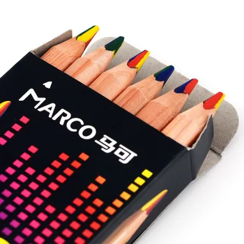 Nový príchod 6pcs/veľa Marco 4 farby dúhy ceruzka hrubé trojuholník pól ľahké uchopenie graffti ceruzka