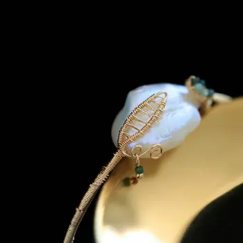 SINZRY 2019 nové Osobnosti zlatá farba ručné sladkovodné perly irregualr barokový drôt nasunutá kúzlo bangles lady šperky