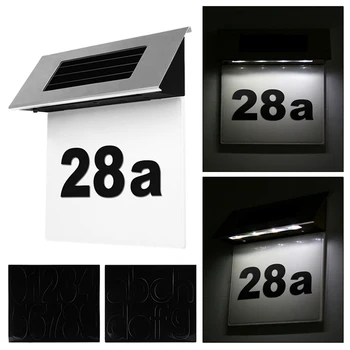 Konesky 1 ks Nerezový Solárny LED Číslo Domu na Čítanie Vonkajšie Dvere Vonkajšie Steny Znamenie, Svetelný Senzor Automatické Prepínanie