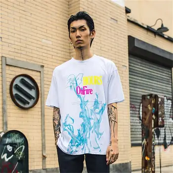 Aelfric Eden Harajuku Hip Hop T Shirt Mužov Graffiti List Tlačiť Bežné Krátky Rukáv Tshirts 2020 Lete Bavlna Módne Topy Tees