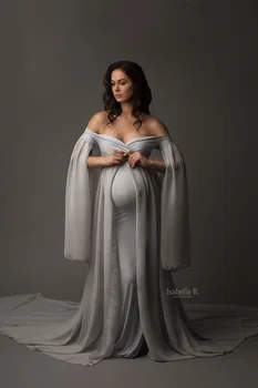 Nové Shoulderless Materskej Šaty Pre Fotografiu Strieľať Roztomilý Dlho Tehotenstva Šaty Elegence Tehotné Ženy Maxi Šaty Fotografie Rekvizity