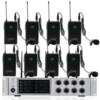 Bezdrôtový mikrofón system professional UHF kanál dynamický mikrofón 8 kanálov kruhové mikrofón