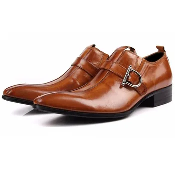 Veľká veľkosť EUR45 Brown/black ukázal prst lete mokasíny mužov šaty topánky pravej kože formálne business topánky pánske svadobné topánky