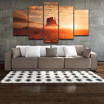 Plátno na Maľovanie na Stenu Umenie Domova Rámec 5 Kusov Púšti Sunrise Prírodné Scenérie Pre Obývacia Izba Moderné HD Tlačené Obrázky