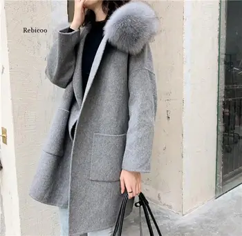 Módne Luxusné Žena Coats Jeseň Zima Nové Kórejská Verzia Moderné Hrúbka Nadprirodzené Pohodlný Reálne Vlny Kabát
