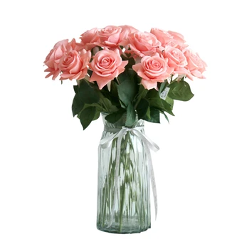 5 Ks/Banda Hydratačné Umelé Ruže Kvet Kytice Umelé Champagne Rose Svadobné Dekorácie Falzifikátov Kvety Domova