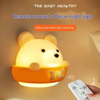 Diaľkové Ovládanie Nočné Svetlo knihu na čítanie Spálňa Posteli, Baby, Baby Ošetrovateľstve Ošetrovateľská Stolové Lampy, Svetelné Bear Light Star Light