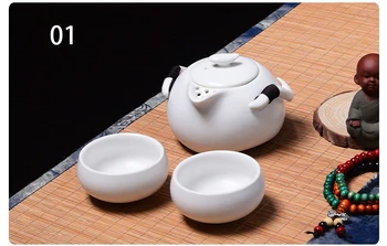 1 Kanvicu 2 Teacups 1bag Čaj nastaviť,Krásne a jednoduché kanvica kanvica,Čínske Cestovné Keramické Prenosné Teaset,Šálku Kávy gaiwan