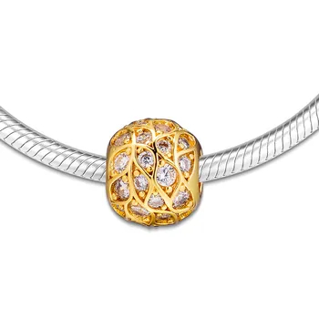 Šumivé Vzor Zlatý Lesk Crystal Korálky pre Šarm, Šperky, Takže Ženy DIY Striebro 925 Šperky Korálky pre Náramky, Prívesky