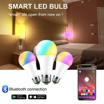 Smart E27 LED RGB Žiarovka 15W 110V 220V Bluetooth Lampa 20 Režimy Stmievateľné B22 RGB Svetlo, Žiarovka, Hudbu, Hlasové Ovládanie Pre Domáce Dekorácie