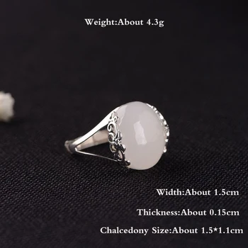 BALMORA Reálne 925 Sterling Silver Chalcedony Kvet Vložkou Resizable Prstene pre Ženy Vintage Módne Šperky Anillos TRS22301